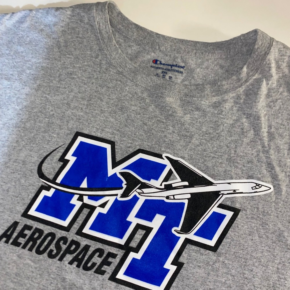 Champion MTSU Aerospace Graphic T-Shirt Mens 2XL Gray Short Sleeve Tee